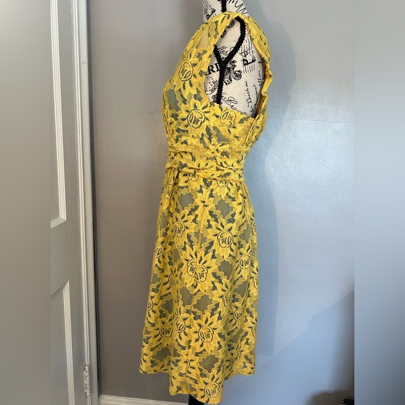 Anthropologie Plenty by Tracy Reese Nikki Garden Trellis Lace Yellow Dress Sz 6 - Picture 6 of 14